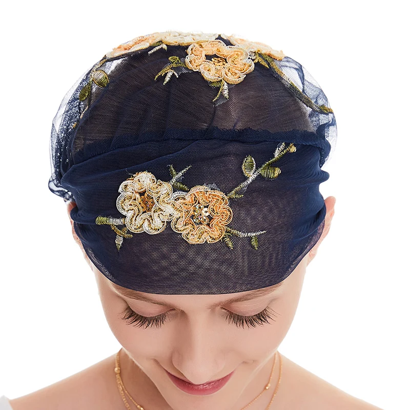 

Muslim Lace Floral Turban Inner Hijabs Abaya Islamic Saudi Arabia Hijab Caps Women Shawl Turbante Bonnet Headscarf Underscarf