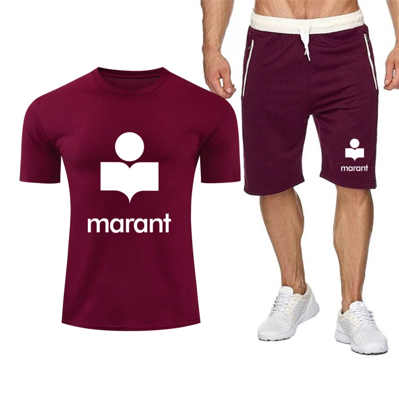 

2021 Summer Quick Dry Men's T-shirt Set 2-piece Men's Sportswear Suit Sports Fitness Printed Casual Cotton Short Sleeve+Shorts