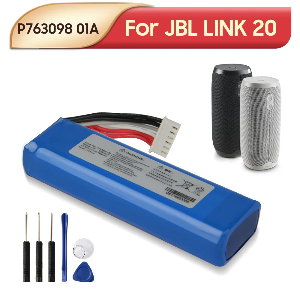 

Original Replacement Battery P763098 01A For JBL Link 20 Link20 Portable Bluetooth Speaker Batteries 6000mAh