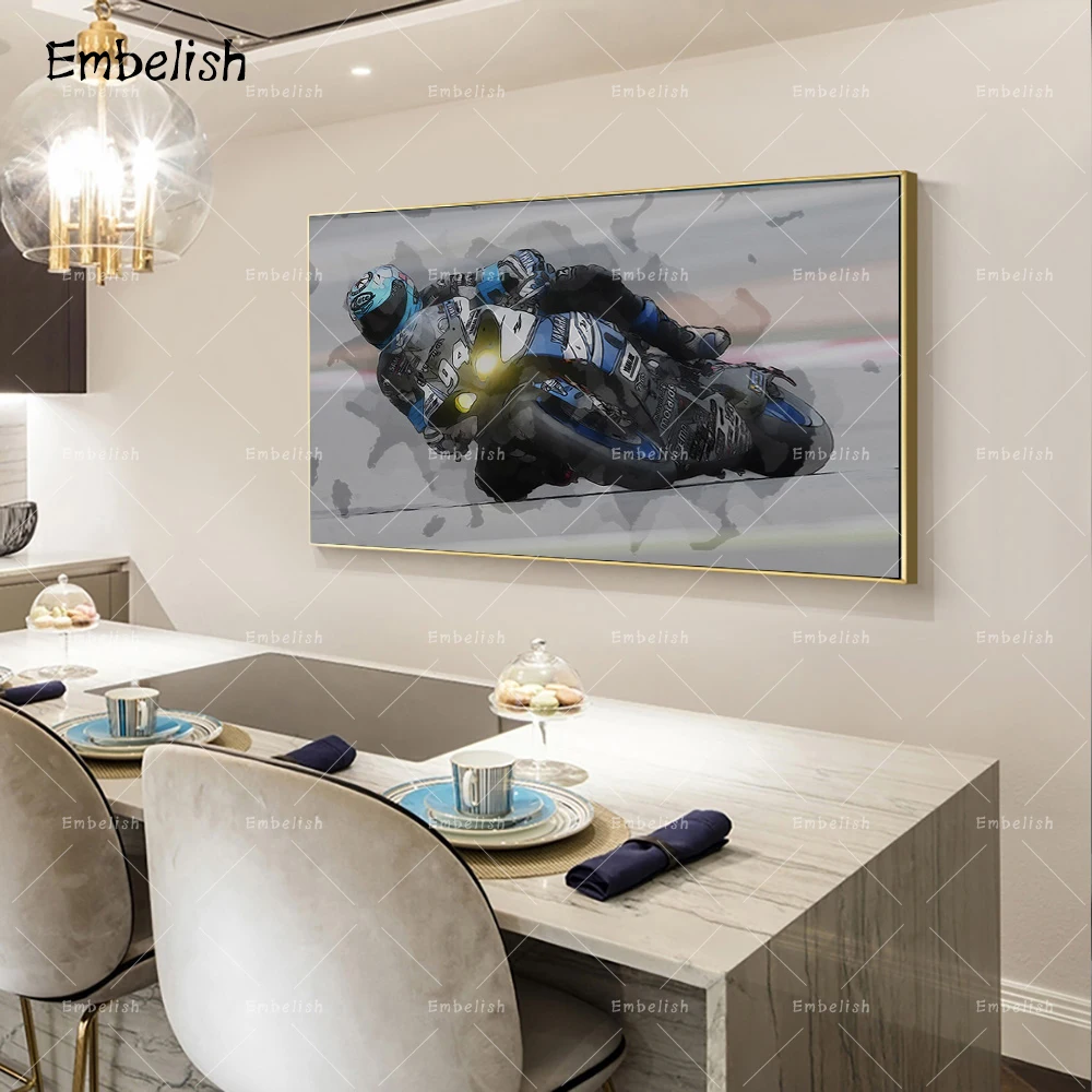 

Embelish 1 Pieces Hot Selling Watercolor Motorcycle Racing Sports Wall Pictures For Living Room Home Decor HD Canvas Paintings
