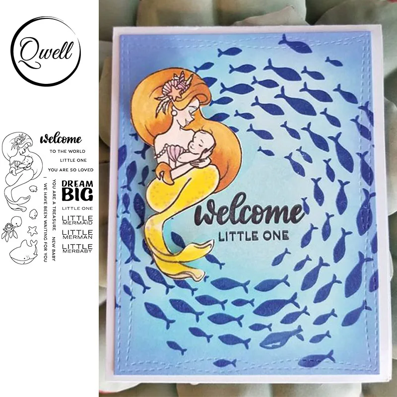 QWELL Русалка Детские прозрачные марки для скрапбукинга и изготовления карт