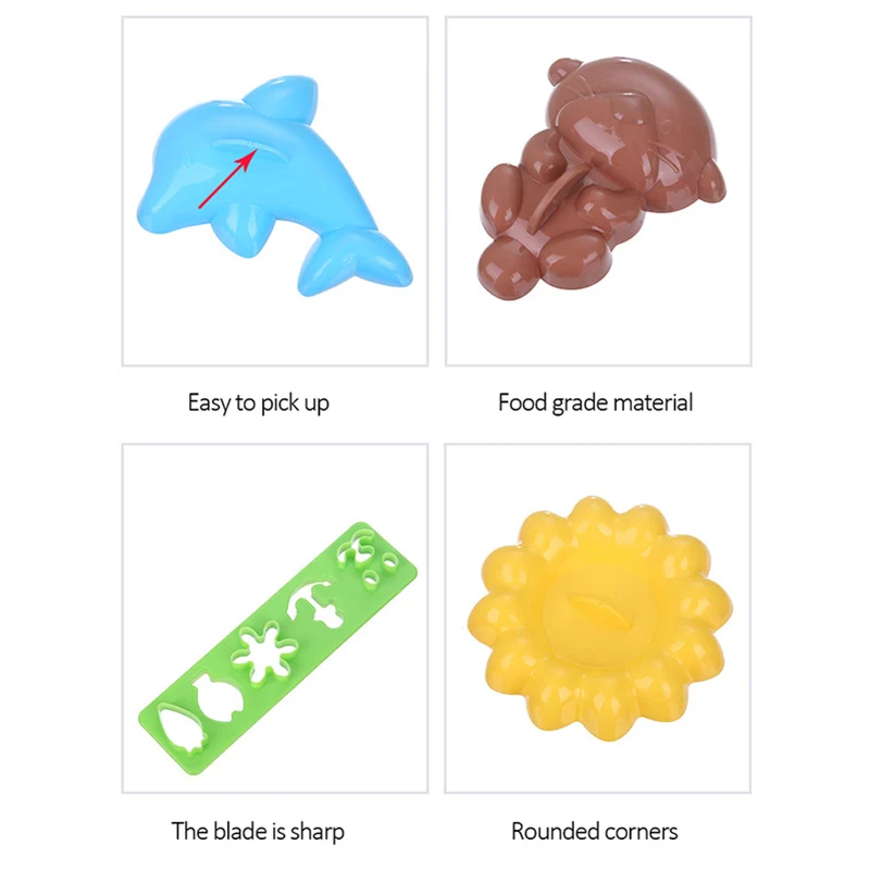 4 Pcs Rice Molds 3D Cute Cartoon Animal Sushi Maker Mold DIY Kids Lunch Bento Tool Kitchen Accessories | Дом и сад