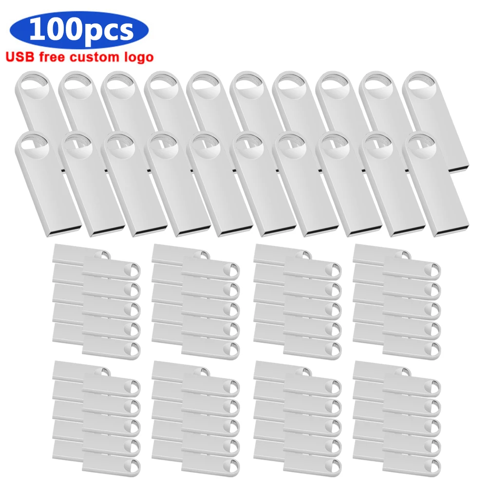 

free Custom logo Waterproof bulk 100pcs USB Flash Drive 16Gb 8GB Metal Memory Stick USB 2.0 Pendrive 64GB 32GB USB flash drive