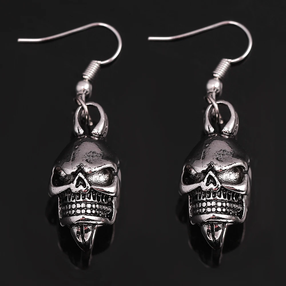 Металлические серьги-подвески в стиле ретро панк Череп Модный женский ночной