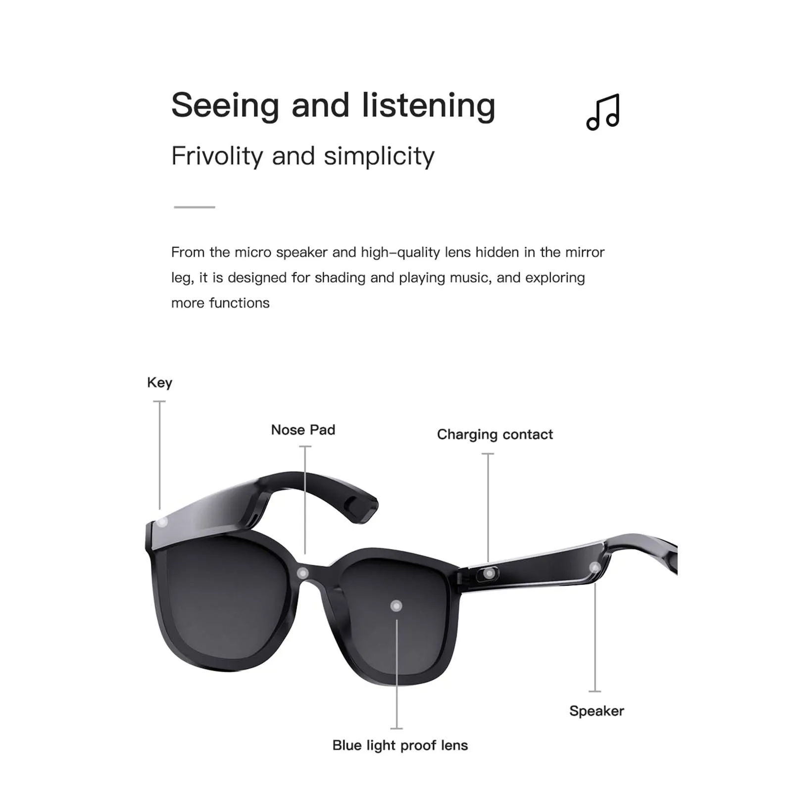 저렴한 스마트 안경 무선 블루투스 음악 헤드셋 오디오 스피커 핸즈프리 통화 헤드폰 선글라스, 안드로이드 및 IOS 용 # G3