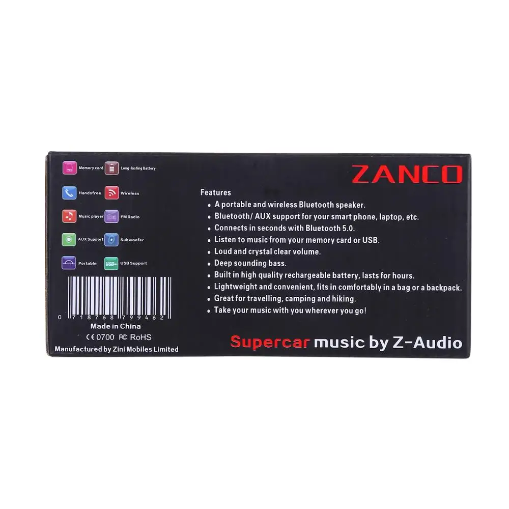 

Zanco Supercar Music- Portable Bluetooth Novelty Speaker