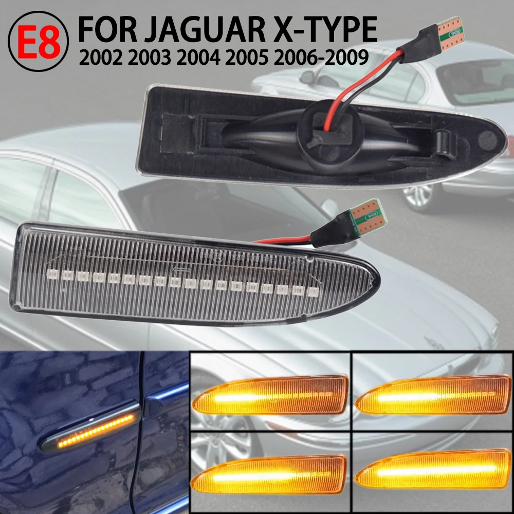 

For Jaguar X-Type 2003-2009 Car Dynamic T10 Car Side LED Turn Signal Flowing Water Amber Fender Lamps Car Marker Lights