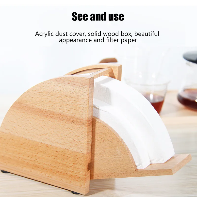 Держатель для фильтров кофе TTLIFE деревянный диспенсер с акриловой крышкой и