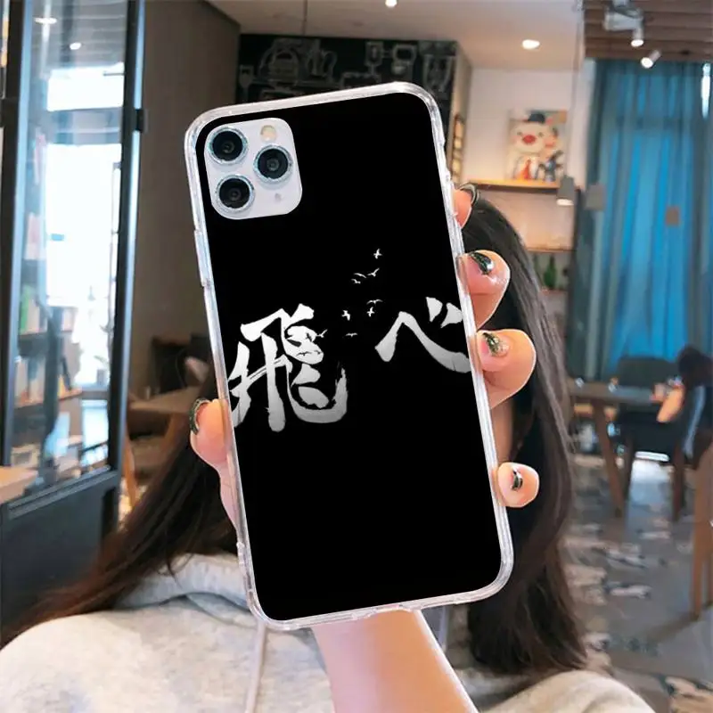 

Volleyball Haikyuu Hinata attacks Anime Transparent for iPhone 6 7 8 11 12 s mini pro X XS XR MAX Plus se cover funda shell
