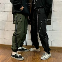 2020 ins hot womens cargo pants with chain fashion hip hop streetwear female ankle banded sweatpants girls ladies casual pants