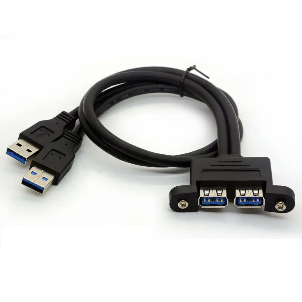 

USB 3,0 2 Порты и разъёмы удлинитель адаптер «Папа-мама» w Винт Панель крепление кабель Шнур