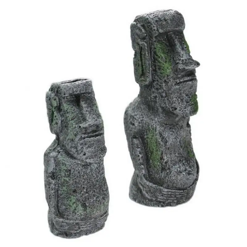 Искусственные аквариумные украшения из смолы статуя с острова Пасхи подводное