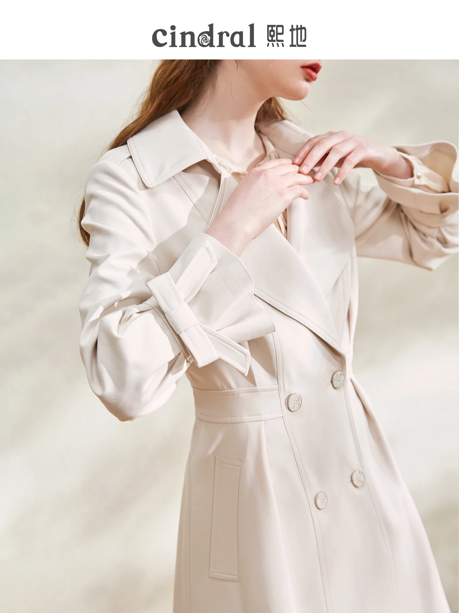 

2021 Spring New High-end Atmospheric White Windbreaker Coat Women's Middle Long Small Double Breasted Temperament