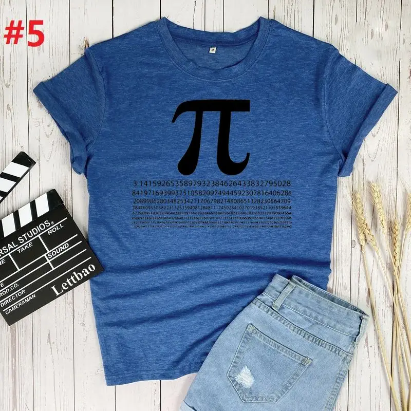 

Pi Numbers Letter Printed Women Tshirt O-Neck Loose Funny Short Sleeve Tees Femme T-shirts Tops Camiseta Mujer