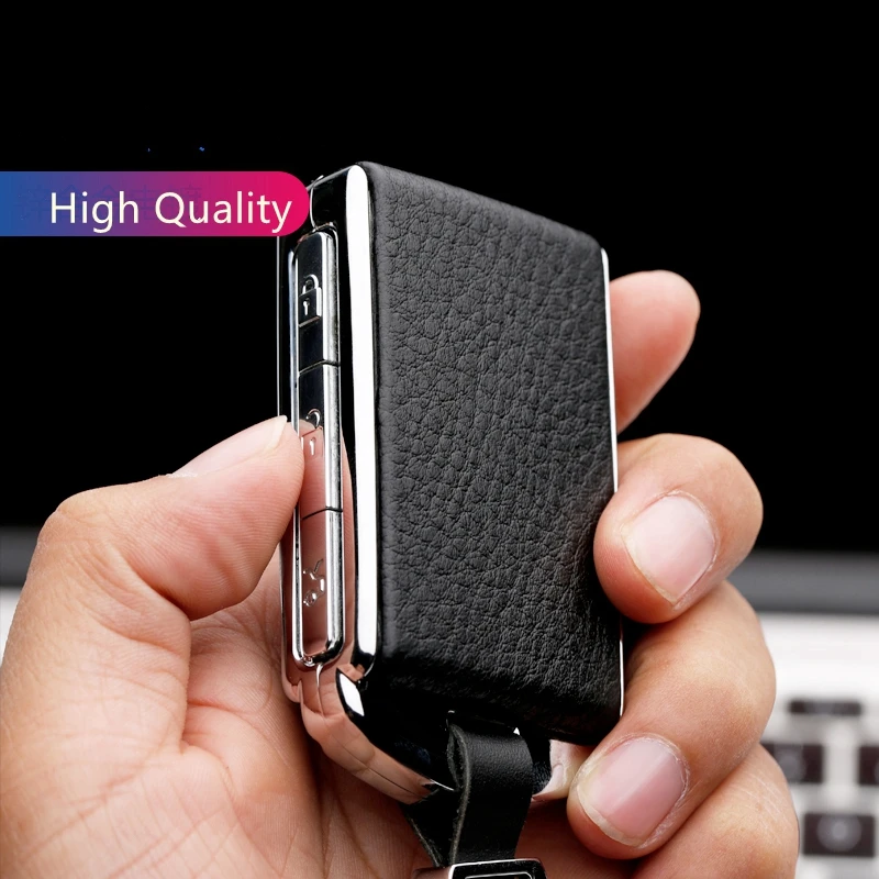 

High Quality Car Galvanzed Alloy&Leather Key Case Holder For Volvo XC90 XC60 S90 V90 Fob Smart Key Replacement Cover 2019
