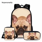 Комплект школьных сумок Nopersonality для девочек и мальчиков, милый детский рюкзак с принтом французского бульдога, сверхпрочная Детская сумка