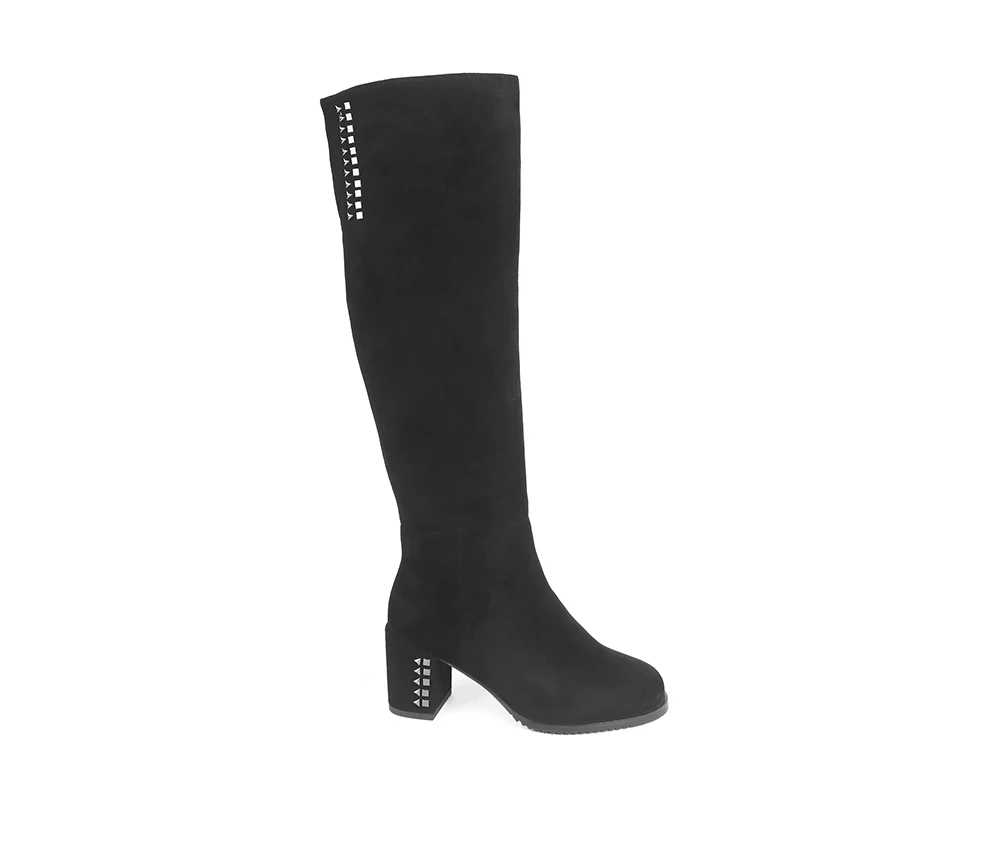SOPHITINA Brand Boots Woman Handmade Round Toe Square High Heel Winter Boots Kid Suede Knee High Wool Fur Shoes SC206