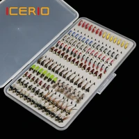 icerio 133pcsset ultra thin portable nymph scud midge flies kit assortment with box trout fishing fly lures
