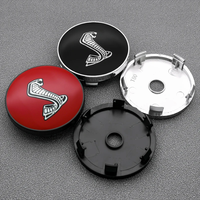 

4PCS 60MM Snake Logo Car Wheel Center Hub Caps 56MM Emblem Sticker Decal For Ford Mustang Shelby GT500 GT350 Auto Accessories