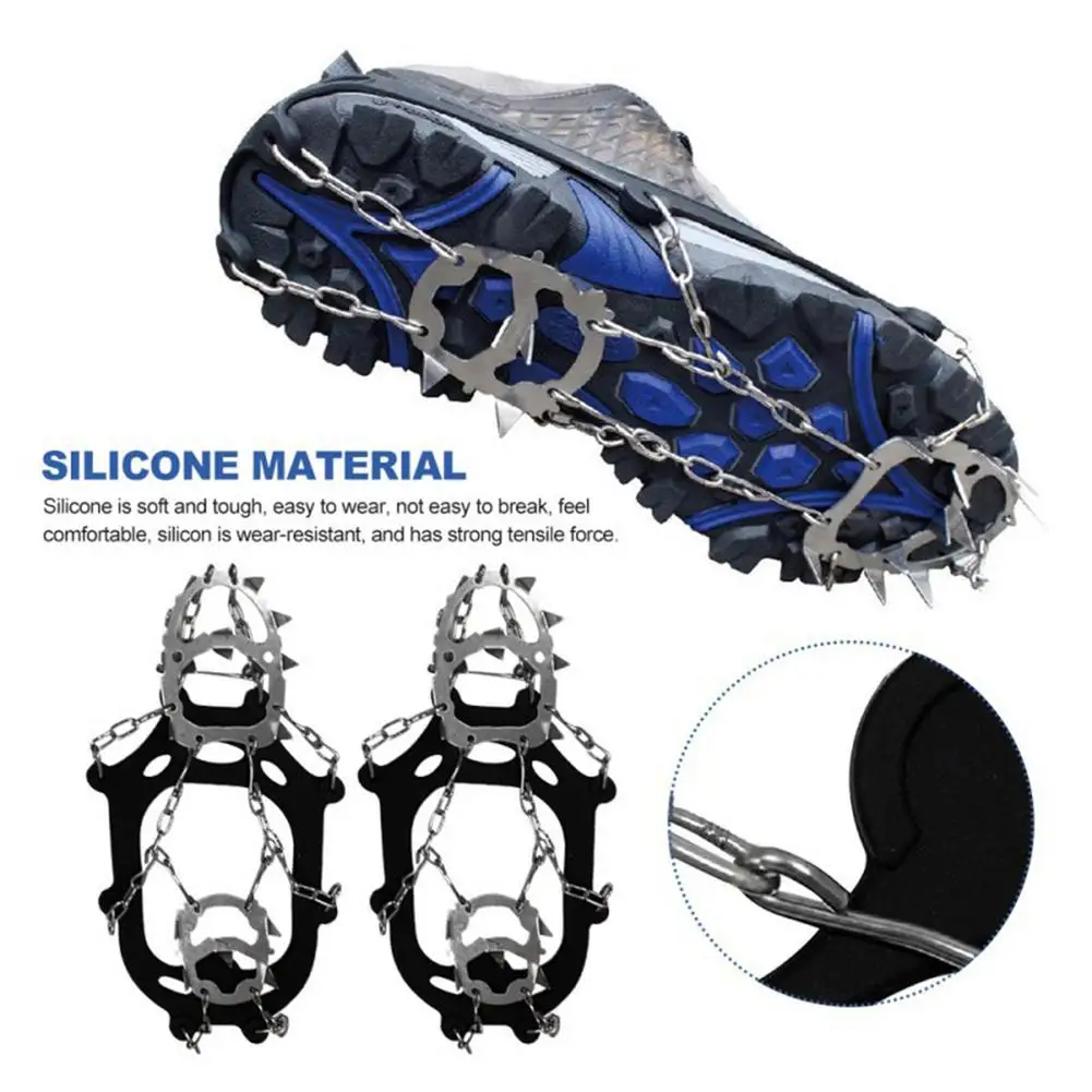 

Walk Traction Ice Cleat Spikes Crampons Stainless Steel Spikes and Durable Silicone Boots for Hiking On Ice Snow Ground Mountain