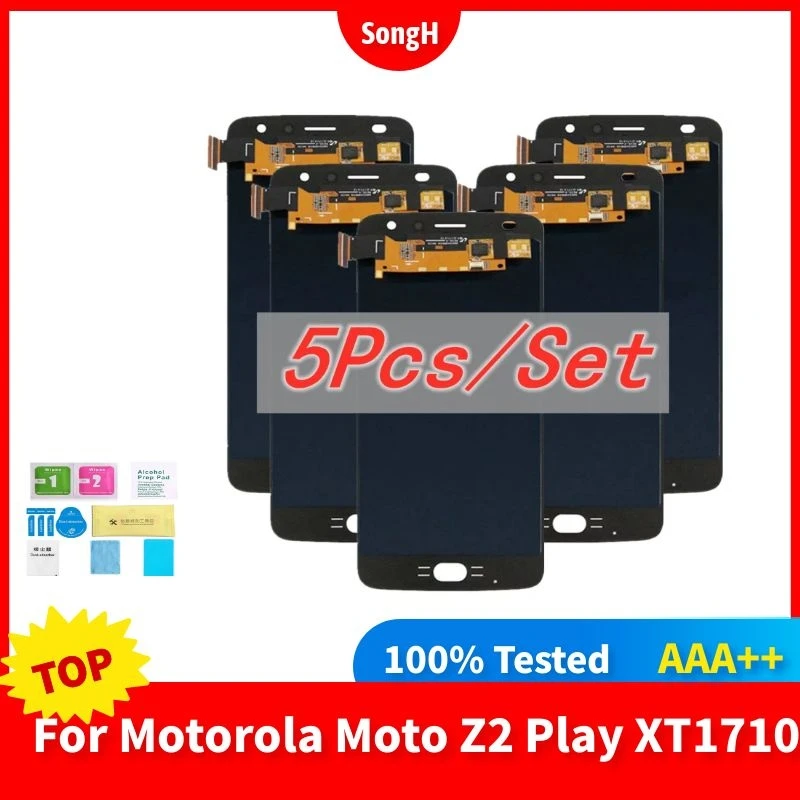 

ЖК-дисплей AMOLED 5,5 дюйма для Motorola Moto Z2 Play XT1710-01/07/08/10 1920*1080, 5 шт., сменный сенсорный экран с цифровым преобразователем в сборе