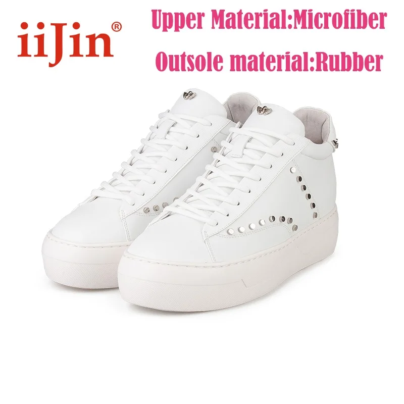 Модные женские кроссовки IIJIN с заклепками простые повседневные туфли на