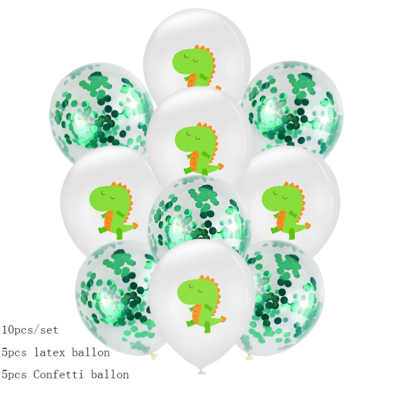10pcs ballon Тематическая посуда с динозавром, украшение для дня рождения, Детская тарелка, чашки, шляпы, скатерть, воздушный шар, флаг, соломинка, вечерние принадлежности для детского душа - Цвет: 10pcs ballon