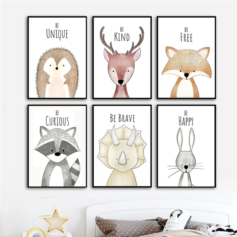 Декор настенный для детской комнаты с изображением лисы оленя Ежика | Дом и сад