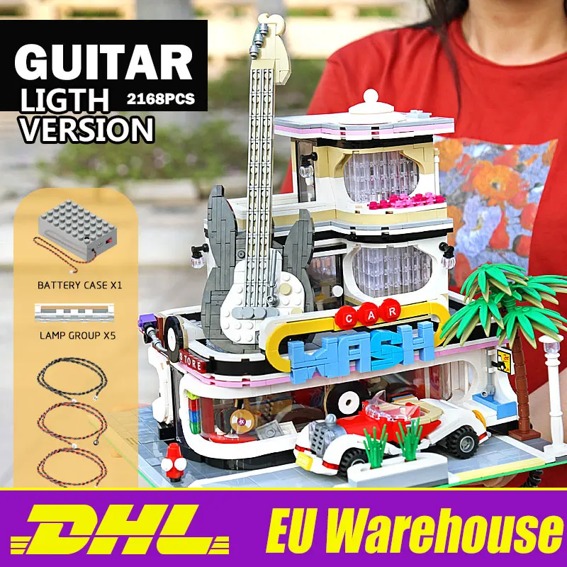 MOULD KING 16002 Streetview Building Toys The Guitar House With Led Light Model Blocks Bricks Kids Christmas Gifts | Игрушки и хобби