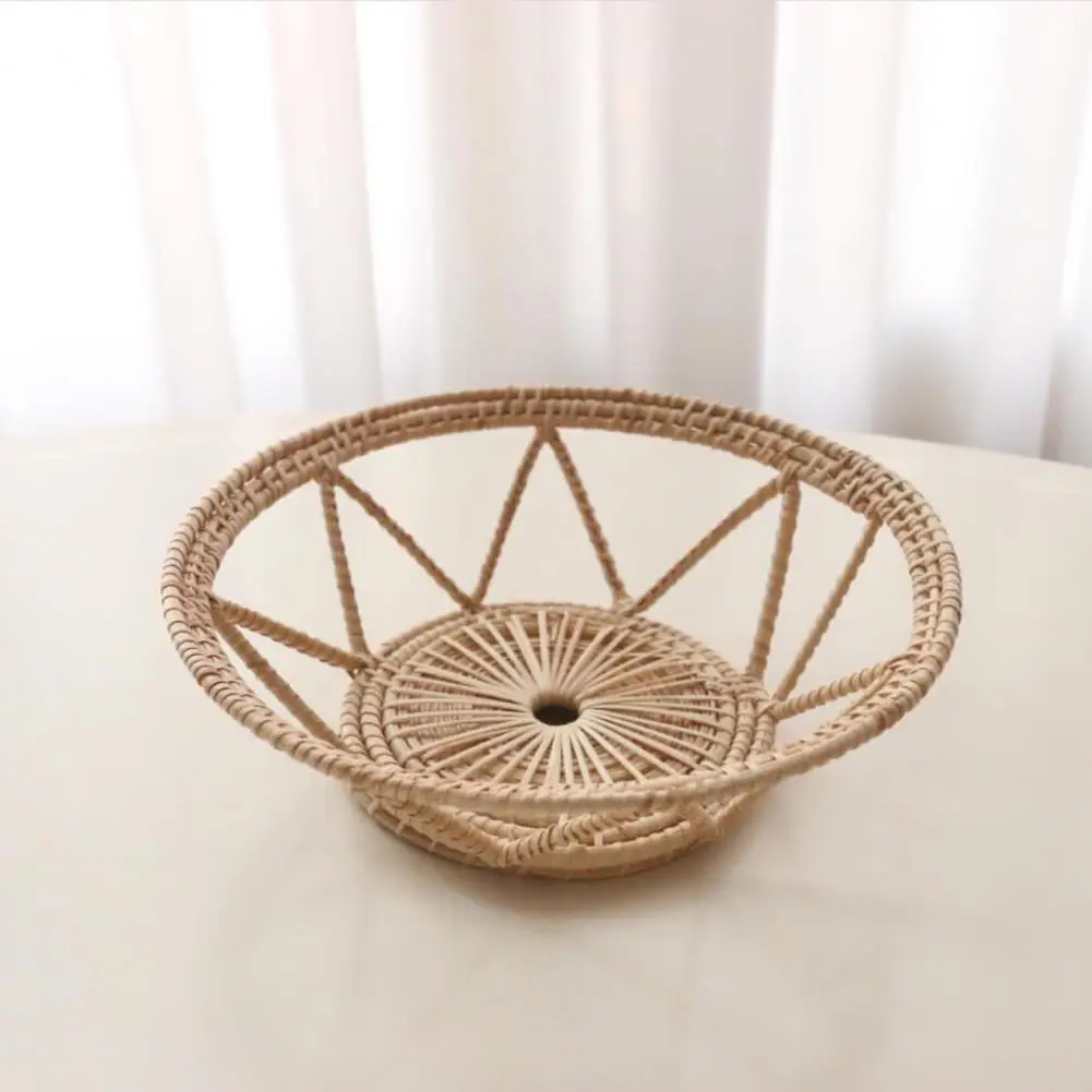 

Kitchen Storage Basket Hollow Rattan Fruit Basket Hand-woven Tray Basket Home Living Room Decoration