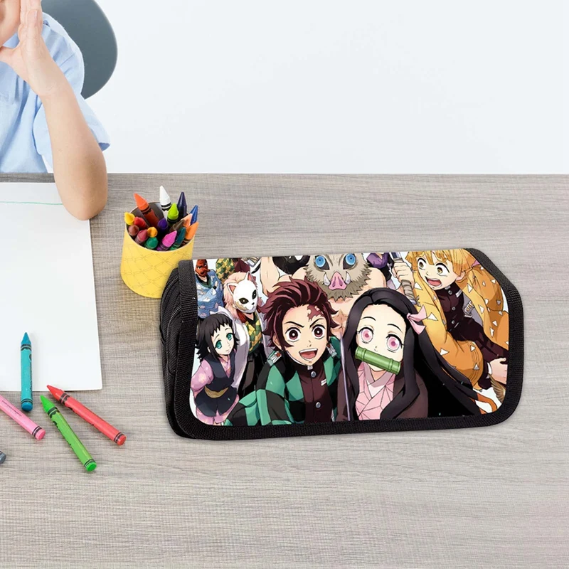 

1pcs Anime Demon Slayer Ghost Blade Cartoon Print Pen Bag Student Pencil Stationery Pencilcase Pen Marker Bag Storage Pouch
