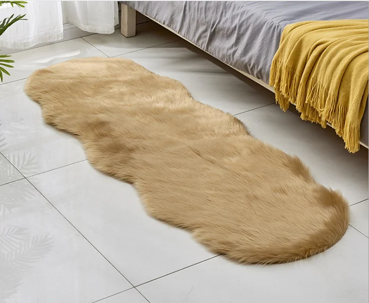 HQ Sheepskin Faux Fur Carpets Rugs For Home Bedroom Kids Living Room Chair Warm High Quality Non-slip White Gray Plush Mat | Дом и сад