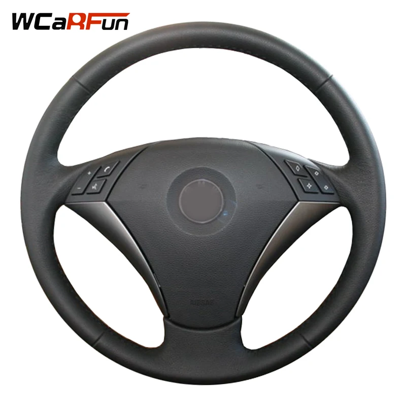 Чехол на руль автомобиля WCaRFun из черной искусственной кожи для BMW E60 E61 520i 520li 523 523li