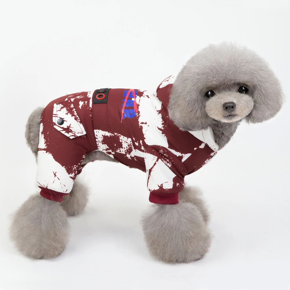 Red Camouflage Модные Комбинезон из водонепроницаемого материала для собак зимнее пальто для собаки, Одежда для животных одежда Йорки пуделя щенок Комбинезон для маленьких собак Куртки-парки - Цвет: Red Camouflage