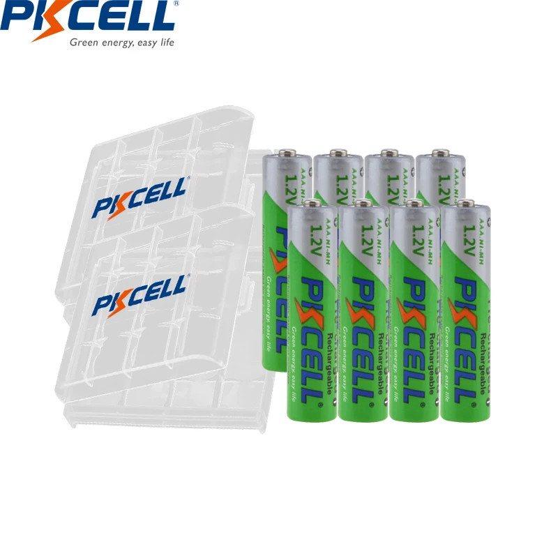 

8Pcs PKCELL nimh AAA 1.2V NIMH Rechargeable Battery 850mah aaa Precharged batteries over 1200 times cycles and 2pcs hold boxes