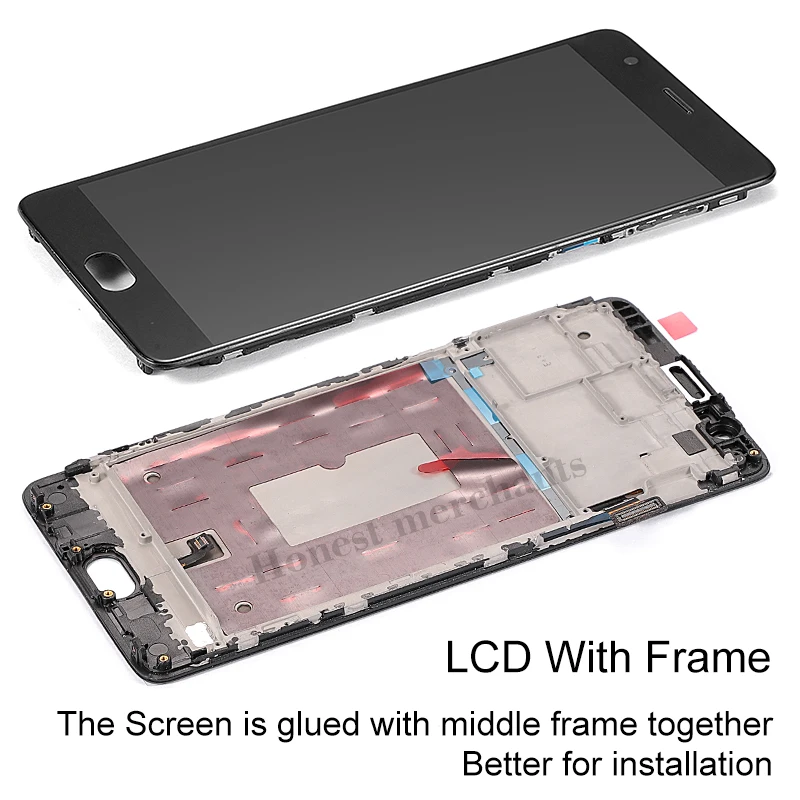 5 5 original mobile phone lcds for oneplus 3 3t a3000 a3010 1 3 display touch screen with frame replacement lcd screen free global shipping