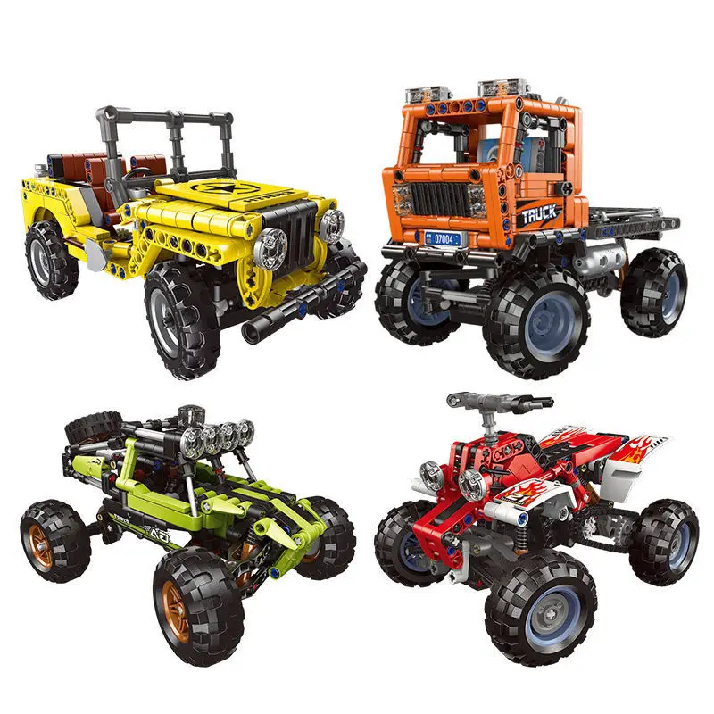 

07004 Truck Off-Road Motorcycle Block Set DIY Vehicle Building Bricks Kids Educational Toy