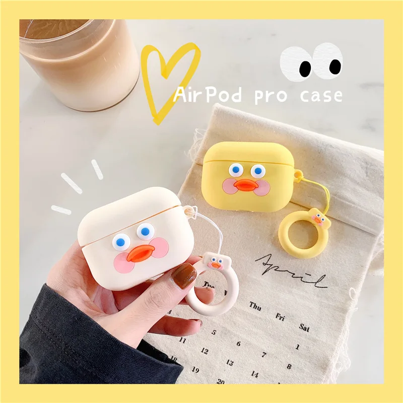 3D мультфильм Милая желтая утка для Apple AirPods силиконовый чехол AirPods 3 поколения защита Bluetooth AirPods3 аксессуары чехол
