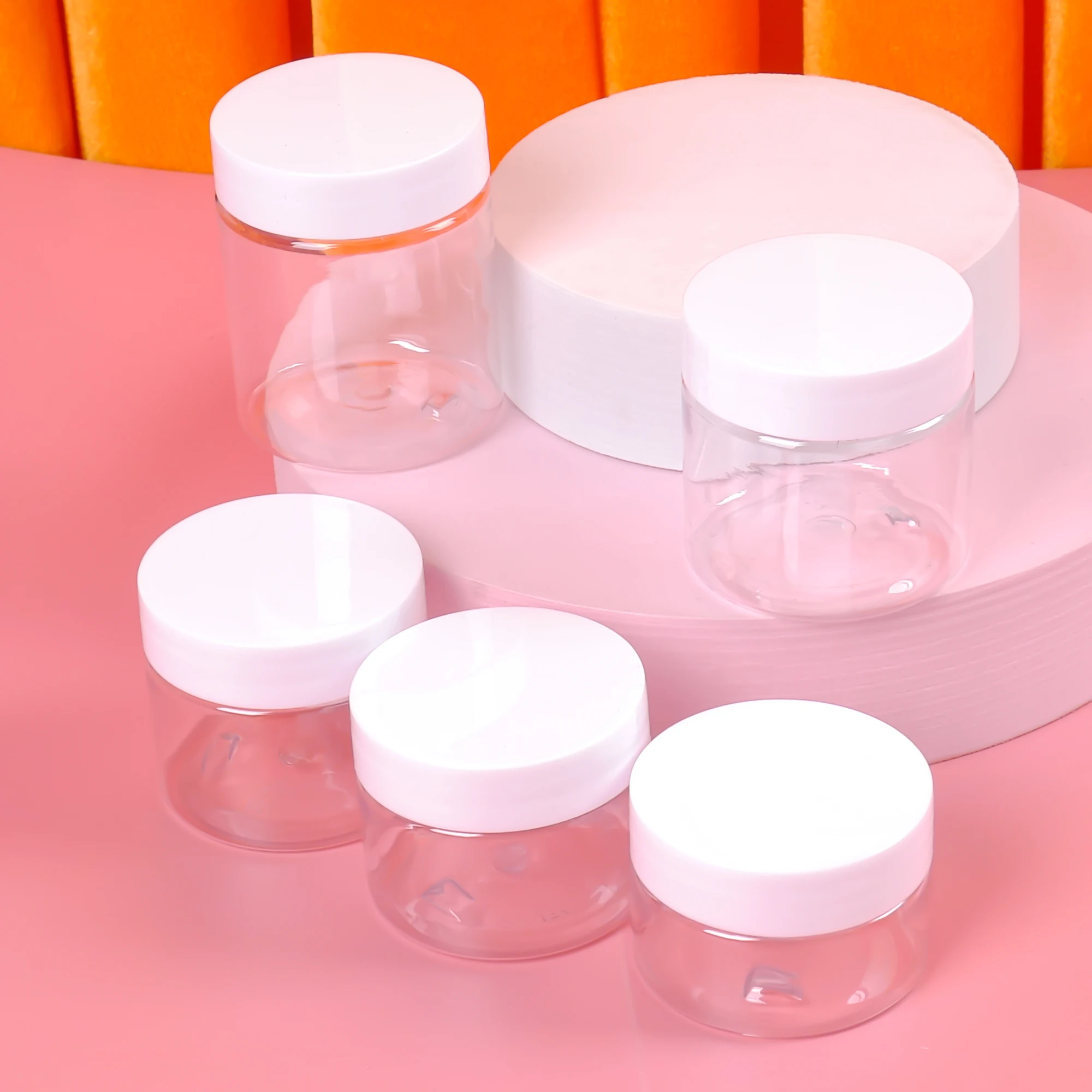 

30ml/40ml/50ml/60ml/80ml Clear Plastic Jar with Lids Refillable Empty Cosmetic Containers Jar for Travel Storage Make Up Bottle
