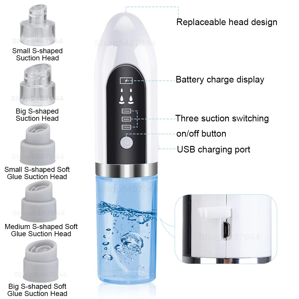 

Electric Bubble Blackhead Remover Water Cycle For Acne Pimple Removal Vacuum Suction Facial Pore Cleaner Beauty Device