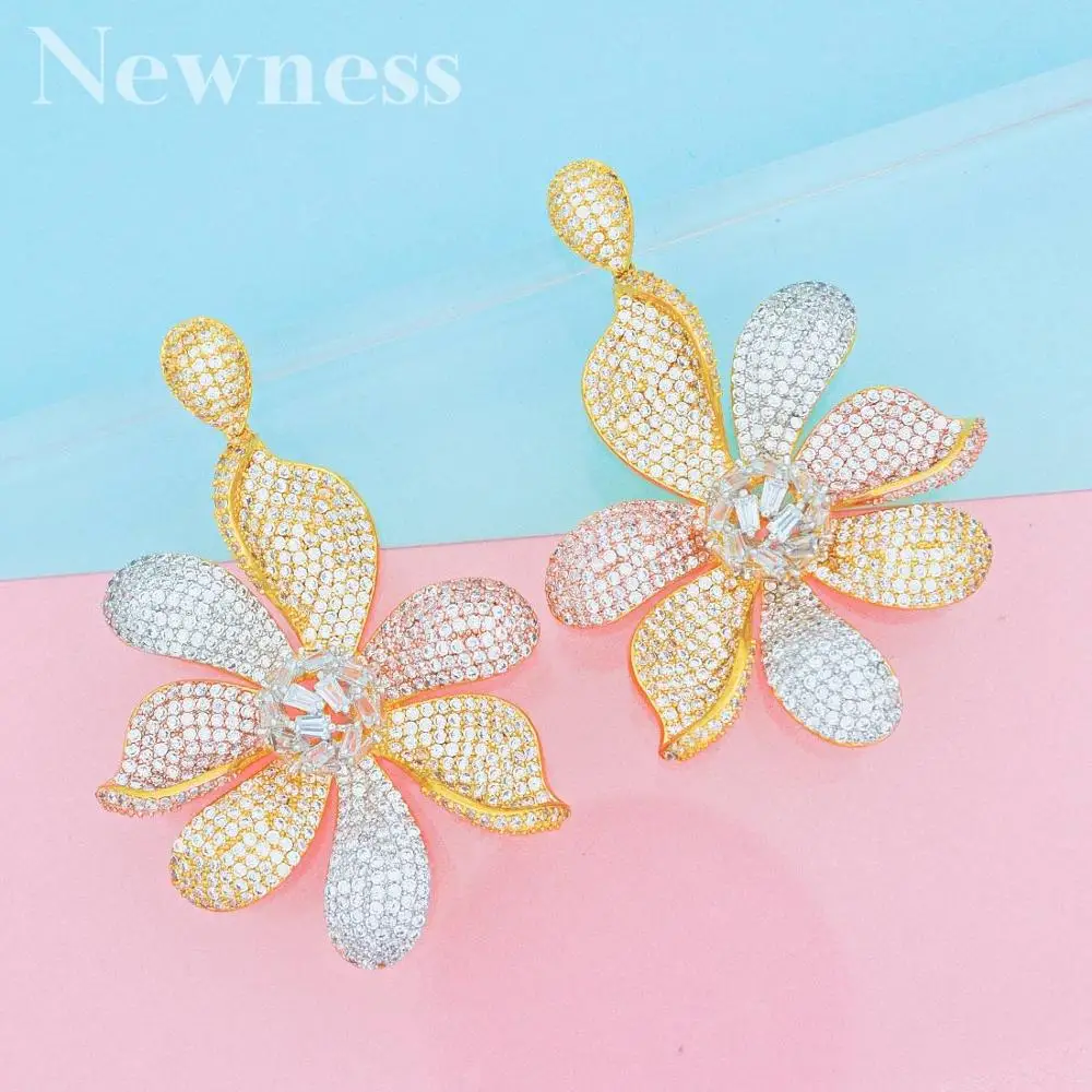 Newness роскошные серьги в виде листьев ананаса полностью покрытые микро кубическим