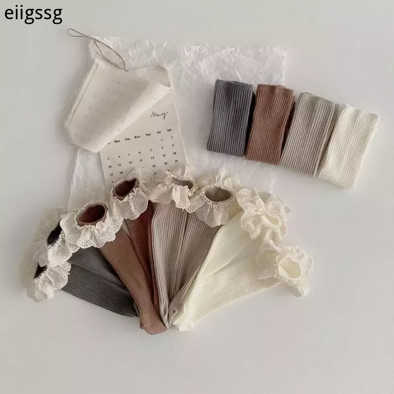 

4 Pairs/lot New Baby Girls Socks Long Socks Kids Knee Length Soft Cotton Baby Socks Kids 0-8 Years Knee High Socks