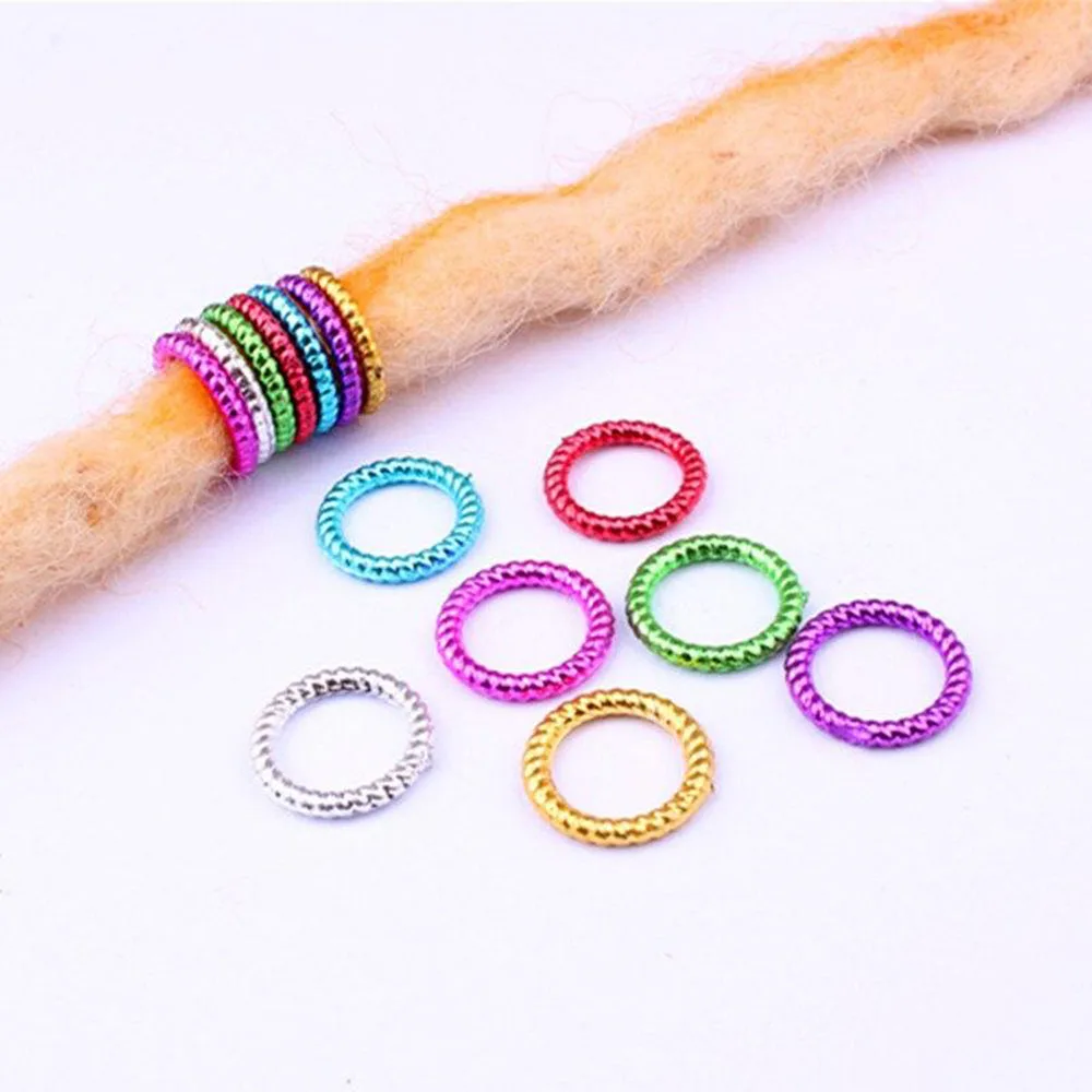 

50Pcs Colourful Long Hair Braid Beads Hair Clip Braids Dreadlock Ring Beads Reggae Weaving Method Rope Magic DIY Styling Tools