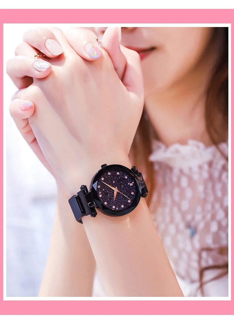 Relogio Feminino, женские часы, бренд, звездное небо, элегантные, с магнитной пряжкой, Vibrato, розовое золото, женские наручные часы, роскошные часы для женщин