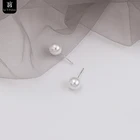 Женские серьги-гвоздики из серебра 925 пробы с искусственным жемчугом 3-8 мм