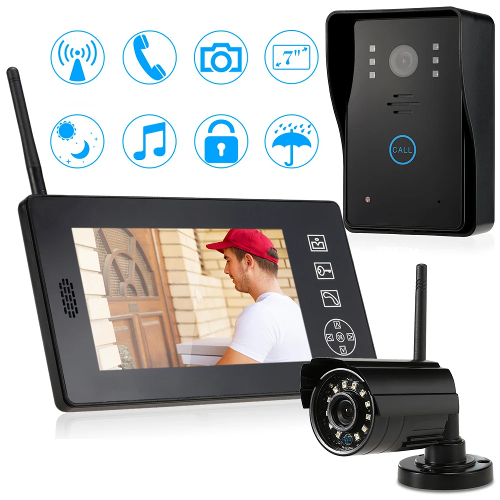 Беспроводной видеодомофон с дверным звонком 7 &quotTFT сенсорный ключ цветной