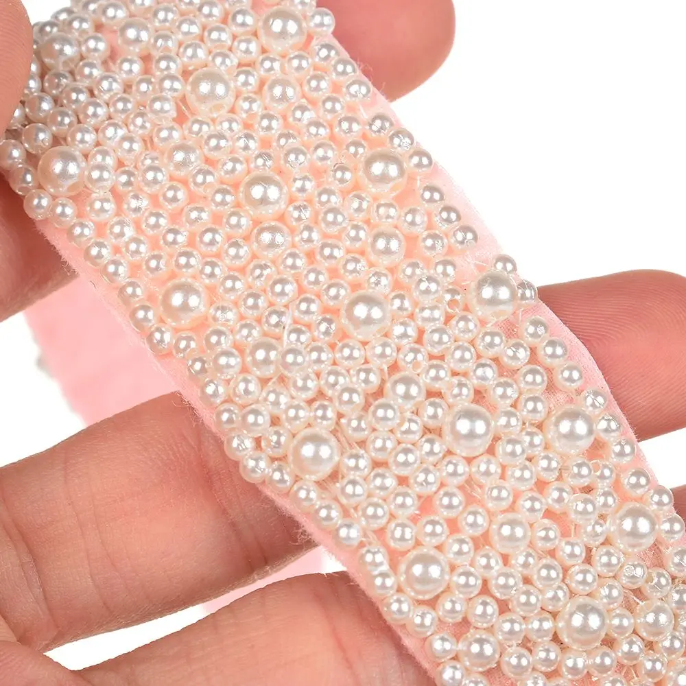 

Chic Pink Pearl Beads Crystal Headband Hairband Elastic Hair Head Band For Girls