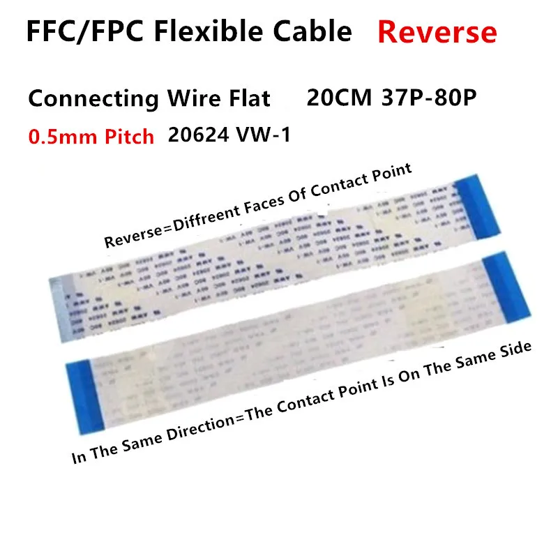 

5pcs FFC/FPC Flexible Flat Cable Pitch 0.5mm 37/28/40/42/44/45/46/48/50/52/54/56/58/60/68 Length 20cm