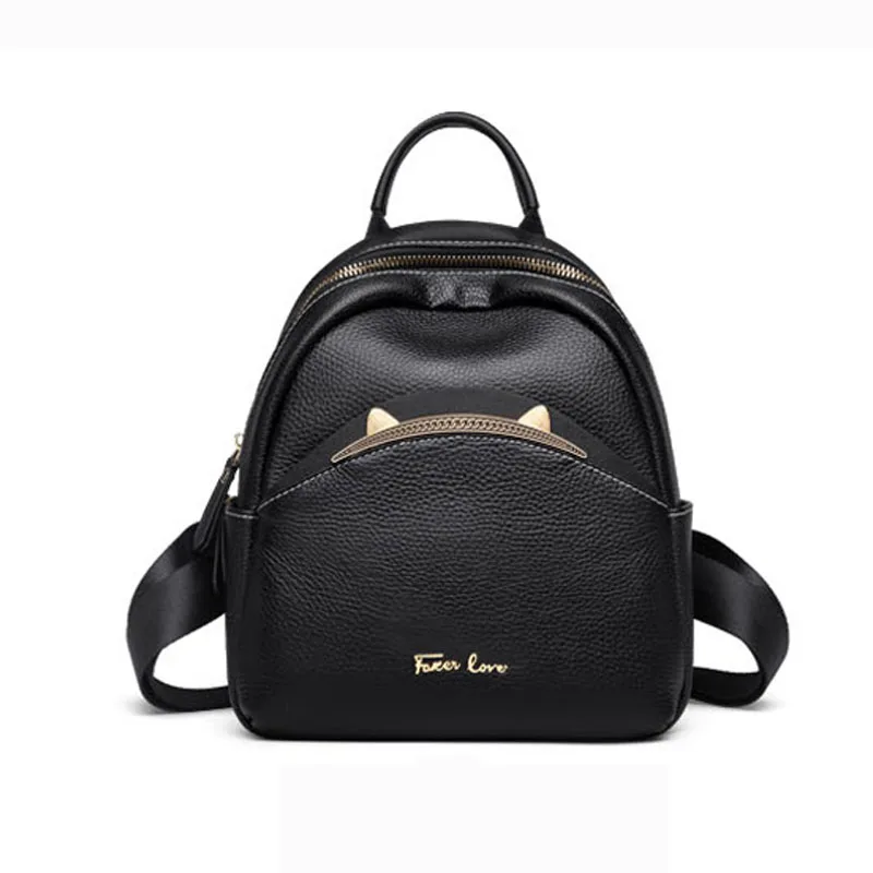 Outono e Inverno Novo Couro Genuíno Famosa Marca Preta Mochila Feminina Estilo Coreano Moda Simples Tendência
