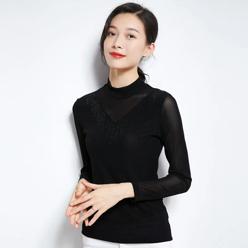 Хит продаж стразы сексуальная женская футболка весна и осень Корейская девушка